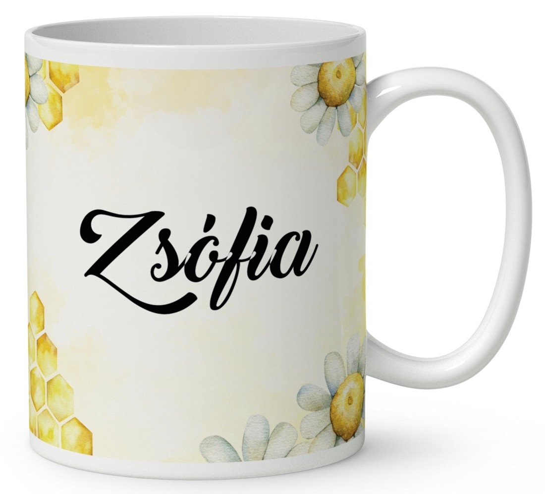 Névvel kérhető - Kedves kis méhecske mintás bögre - otthon & életmód - konyhafelszerelés, tálalás - tálalás - bögre & csésze - Meska.hu