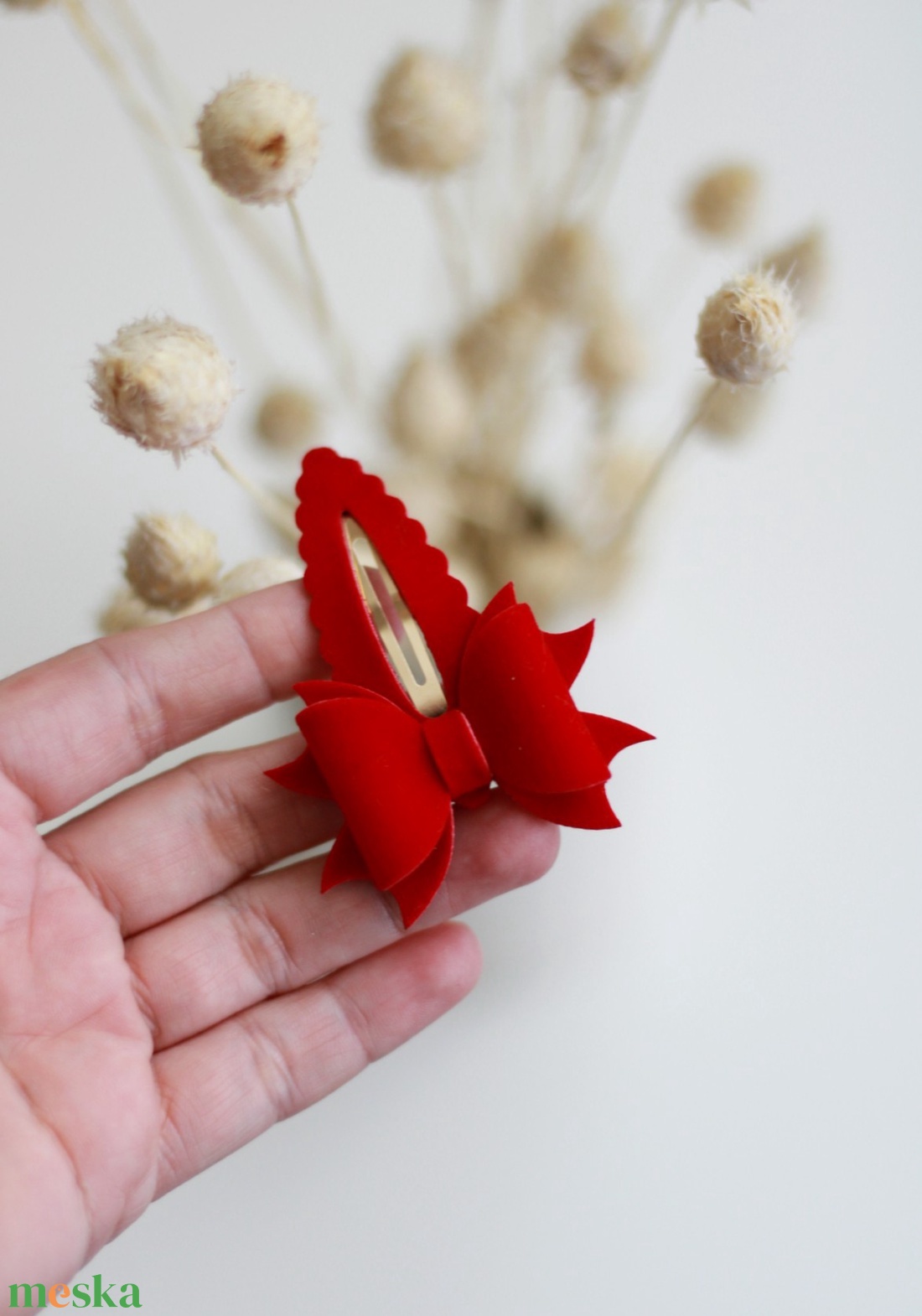 Piros bársony csat szett - ruha & divat - hajdísz & hajcsat - hajcsat & hajtű - Meska.hu