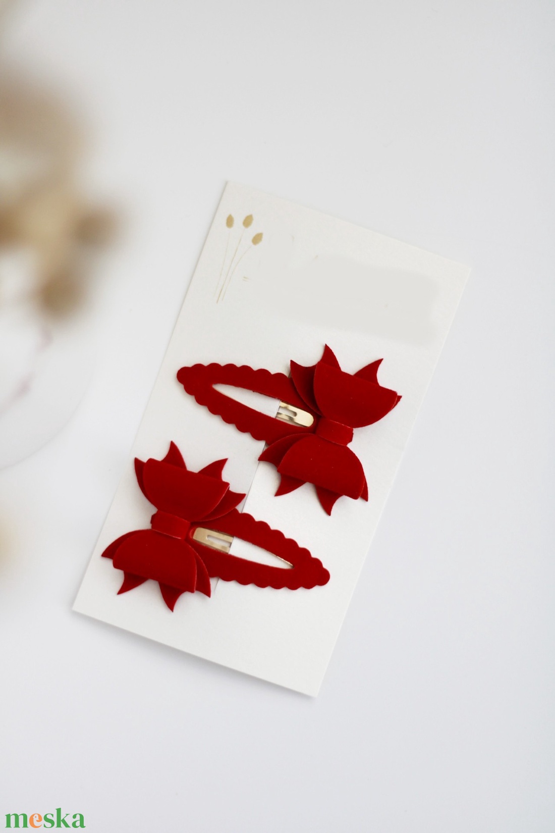 Piros bársony csat szett - ruha & divat - hajdísz & hajcsat - hajcsat & hajtű - Meska.hu