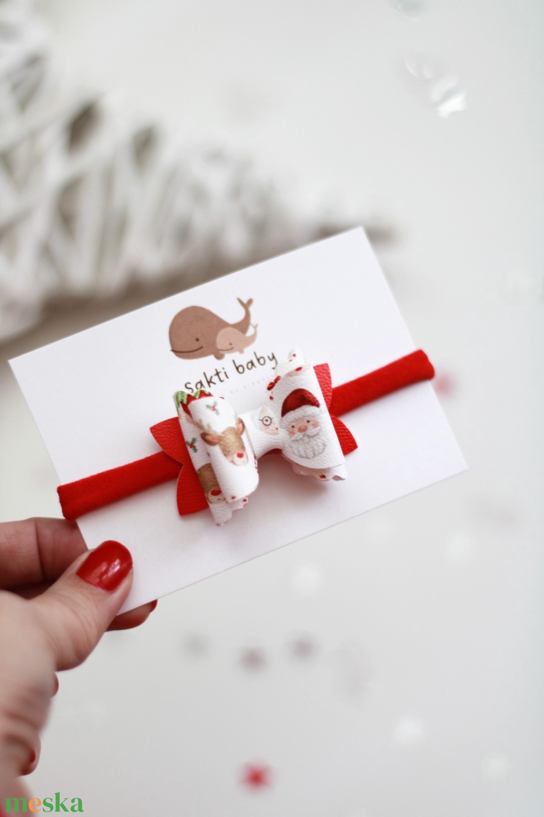 Télapó, karácsony mintás elasztikus pánt babáknak - ruha & divat - hajdísz & hajcsat - hajráf & hajpánt - Meska.hu