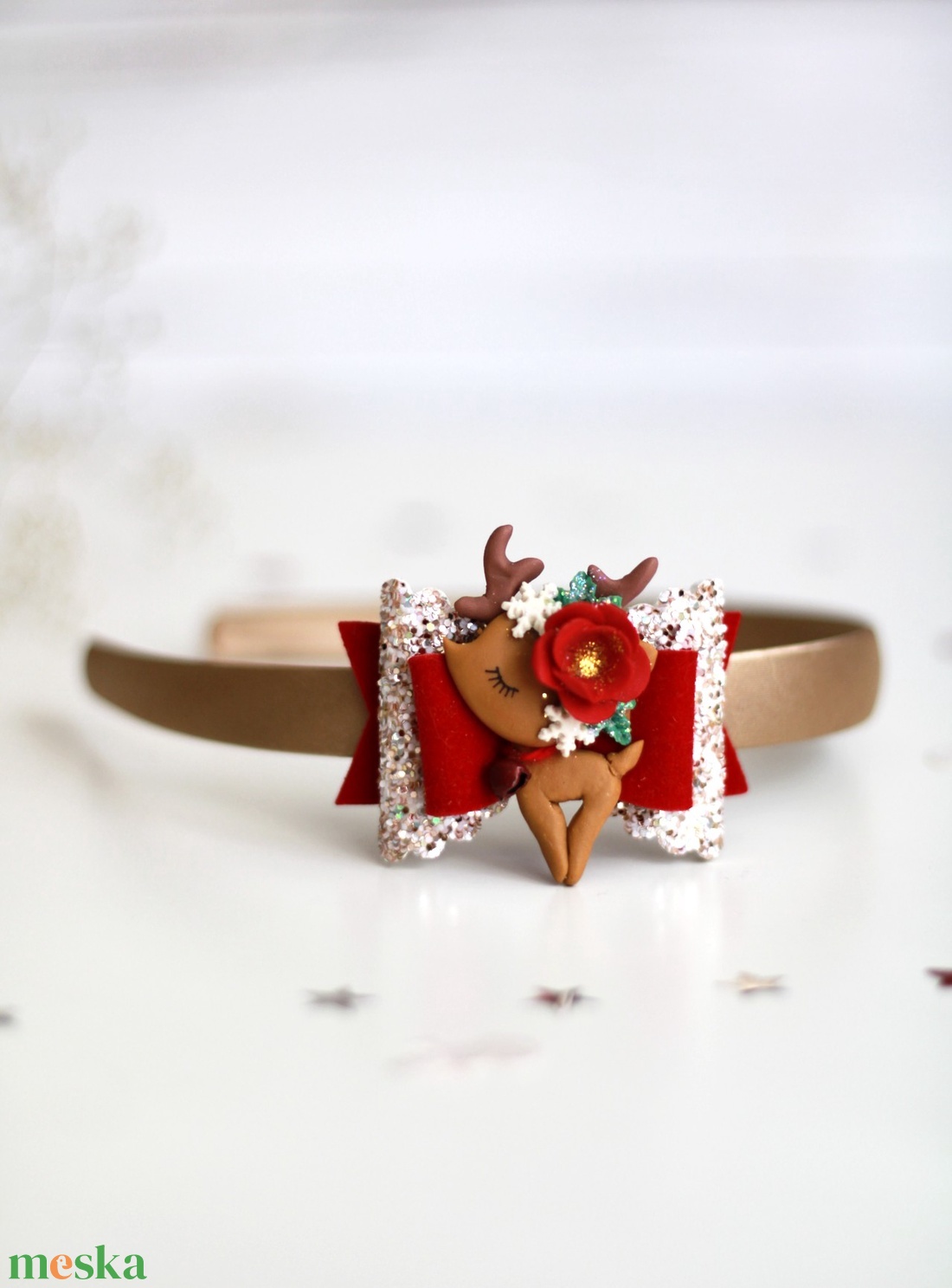 Téli rénszarvas hajráf, hajpánt - ruha & divat - hajdísz & hajcsat - hajráf & hajpánt - Meska.hu