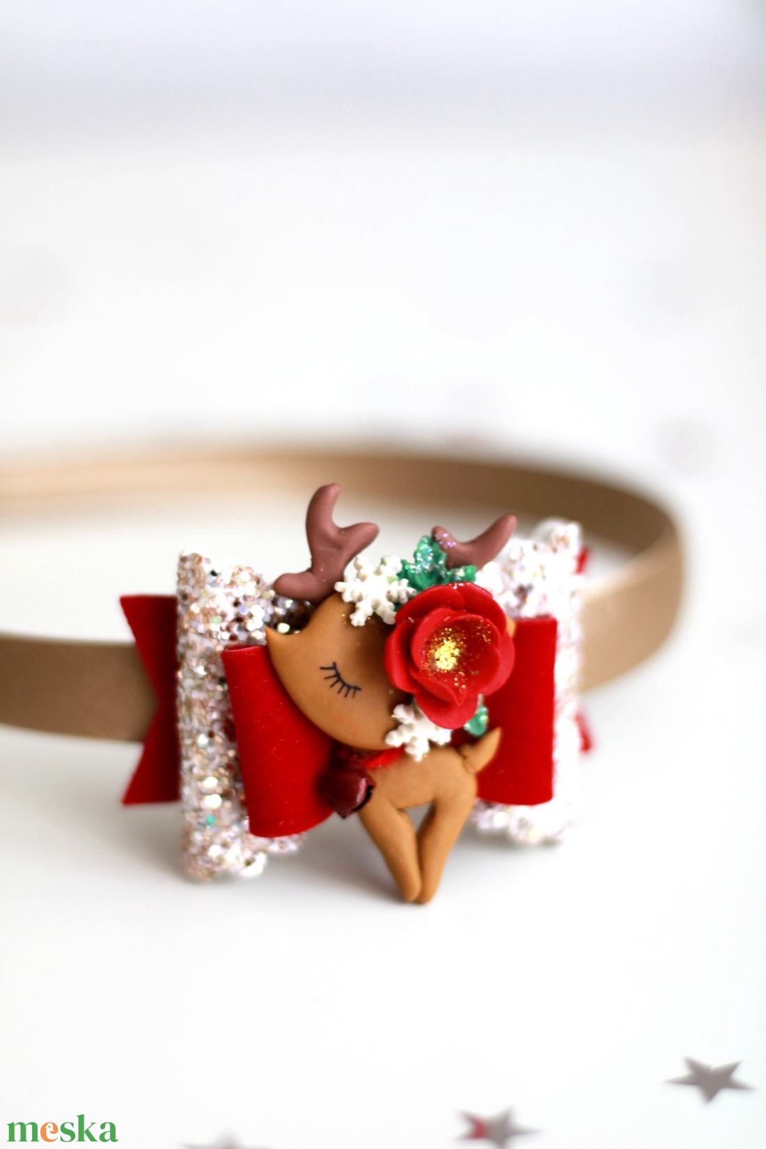 Téli rénszarvas hajráf, hajpánt - ruha & divat - hajdísz & hajcsat - hajráf & hajpánt - Meska.hu