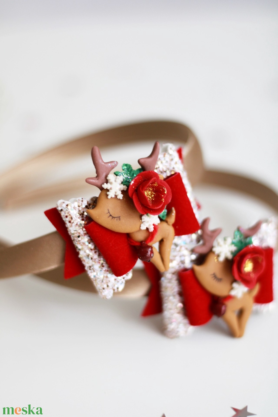 Téli rénszarvas hajráf, hajpánt - ruha & divat - hajdísz & hajcsat - hajráf & hajpánt - Meska.hu