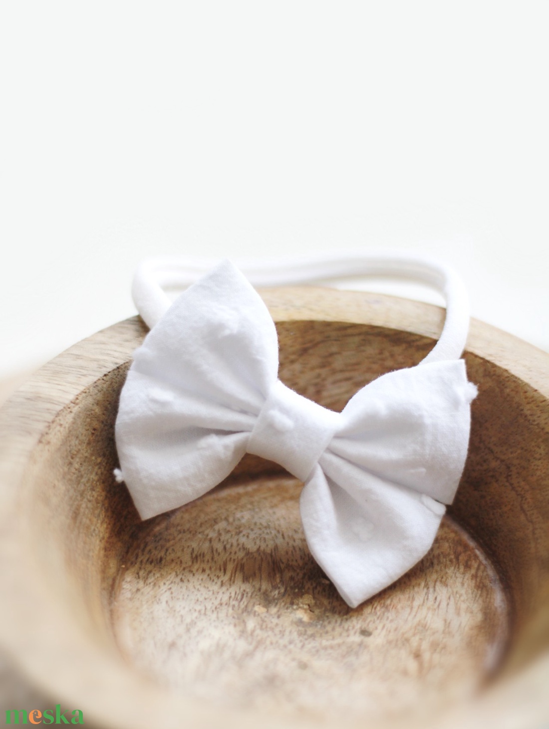 Fehér dotty dupla masnis elasztikus fejpánt , baba fejpánt, hajpánt - ruha & divat - hajdísz & hajcsat - hajráf & hajpánt - Meska.hu