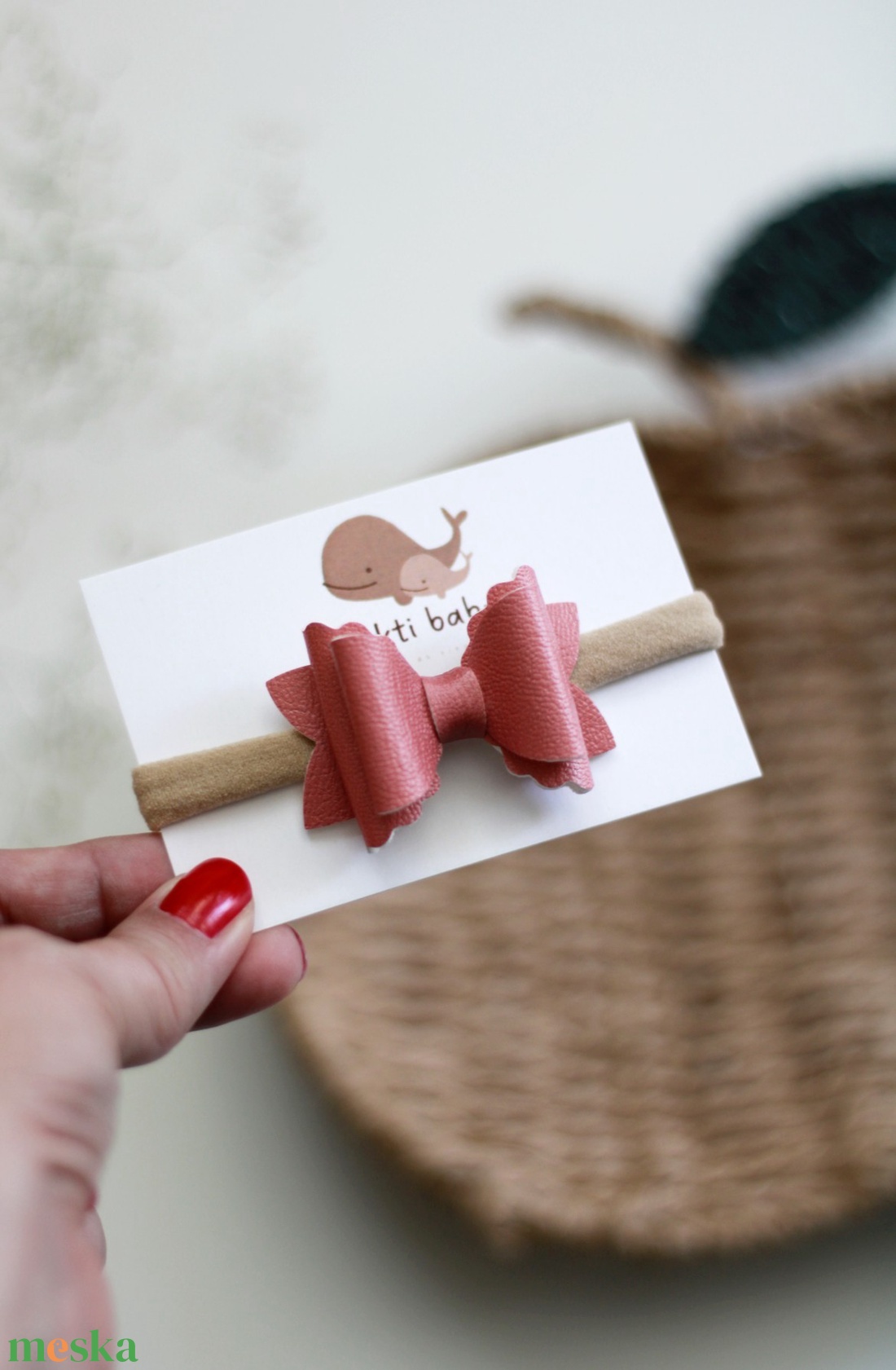 Dark rose vegán bőr  elasztikus fejpánt , baba fejpánt, hajpánt - ruha & divat - hajdísz & hajcsat - hajráf & hajpánt - Meska.hu