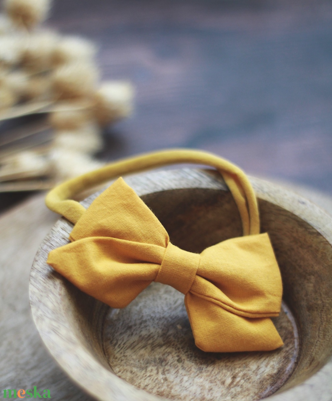 Okker  elasztikus fejpánt , baba fejpánt, hajpánt - ruha & divat - hajdísz & hajcsat - hajráf & hajpánt - Meska.hu