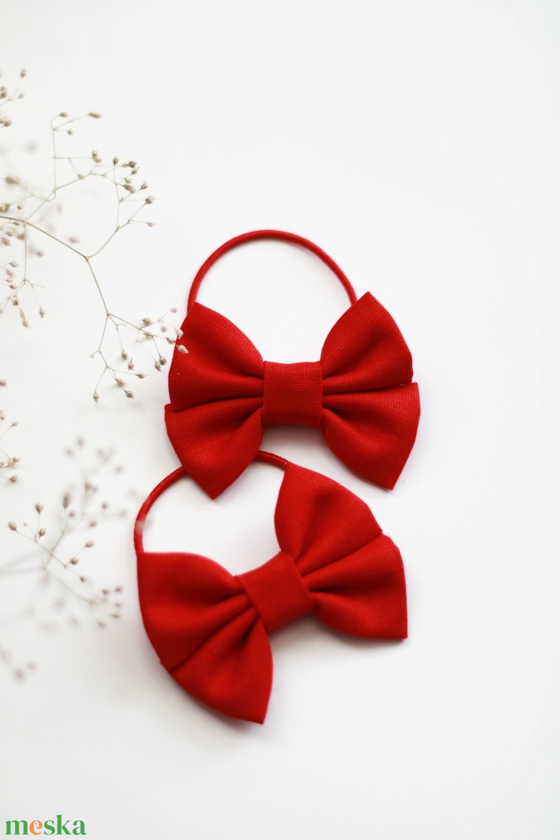 Piros dupla masnis hajgumi, hajdísz, hajbavaló - ruha & divat - hajdísz & hajcsat - hajgumi - Meska.hu