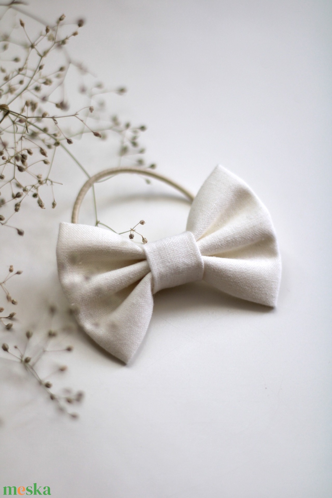 Ekrü maxi masnis hajgumi, hajdísz, hajbavaló - ruha & divat - hajdísz & hajcsat - hajgumi - Meska.hu