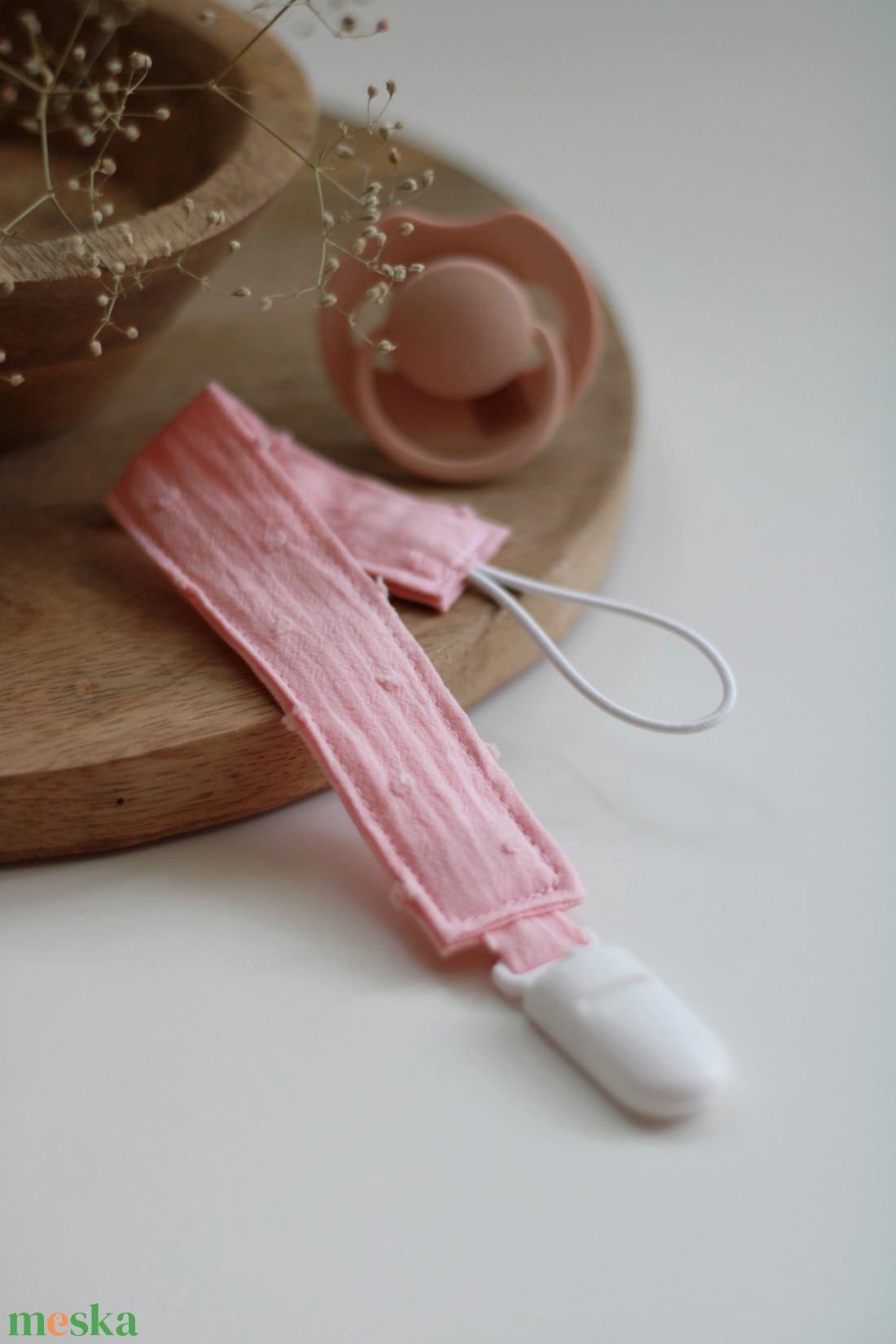 Rózsaszín Dotty cumilánc - játék & sport - 3 éves kor alattiaknak - cumilánc - Meska.hu