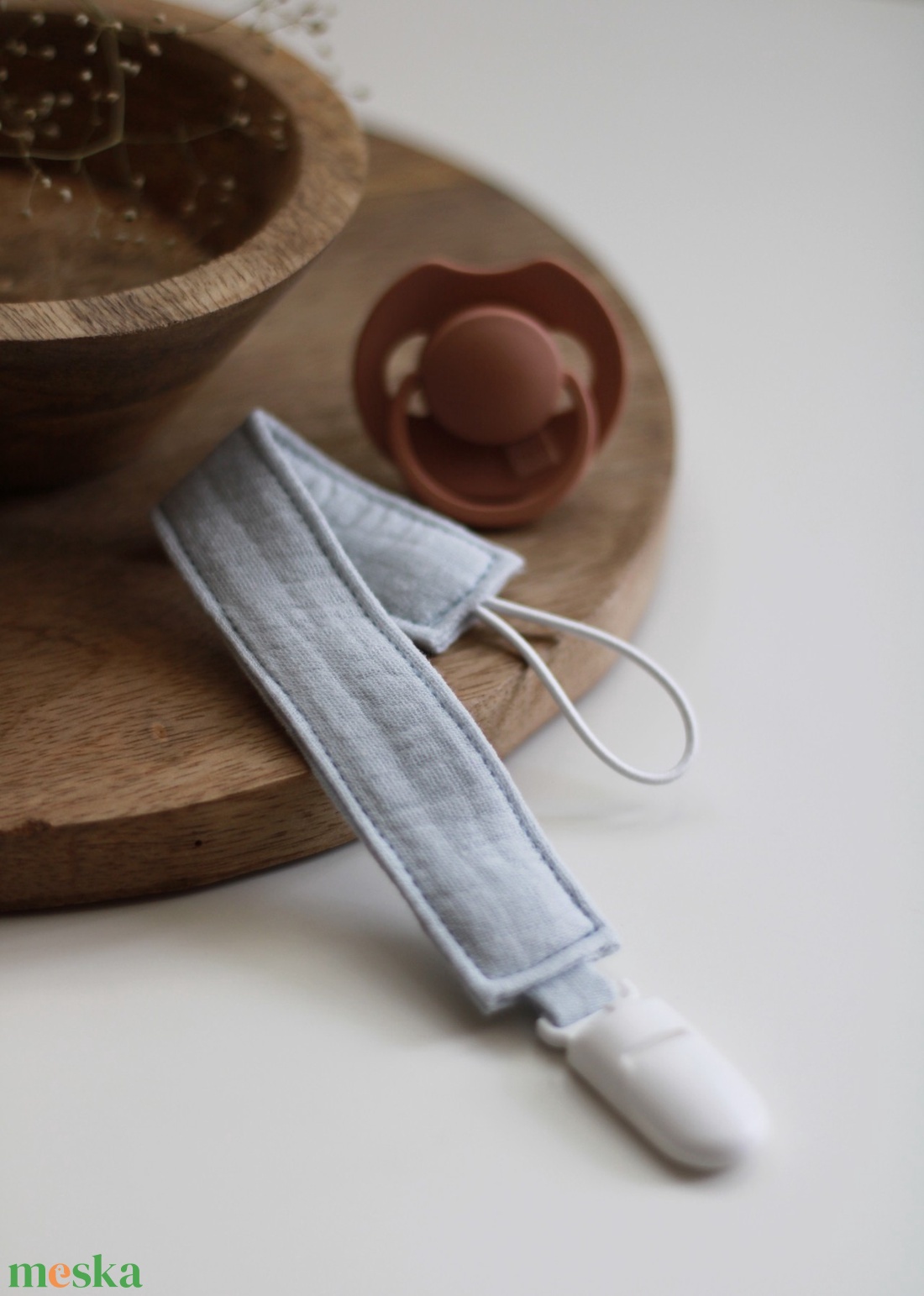 Világoskék dupla géz  cumilánc - játék & sport - 3 éves kor alattiaknak - cumilánc - Meska.hu