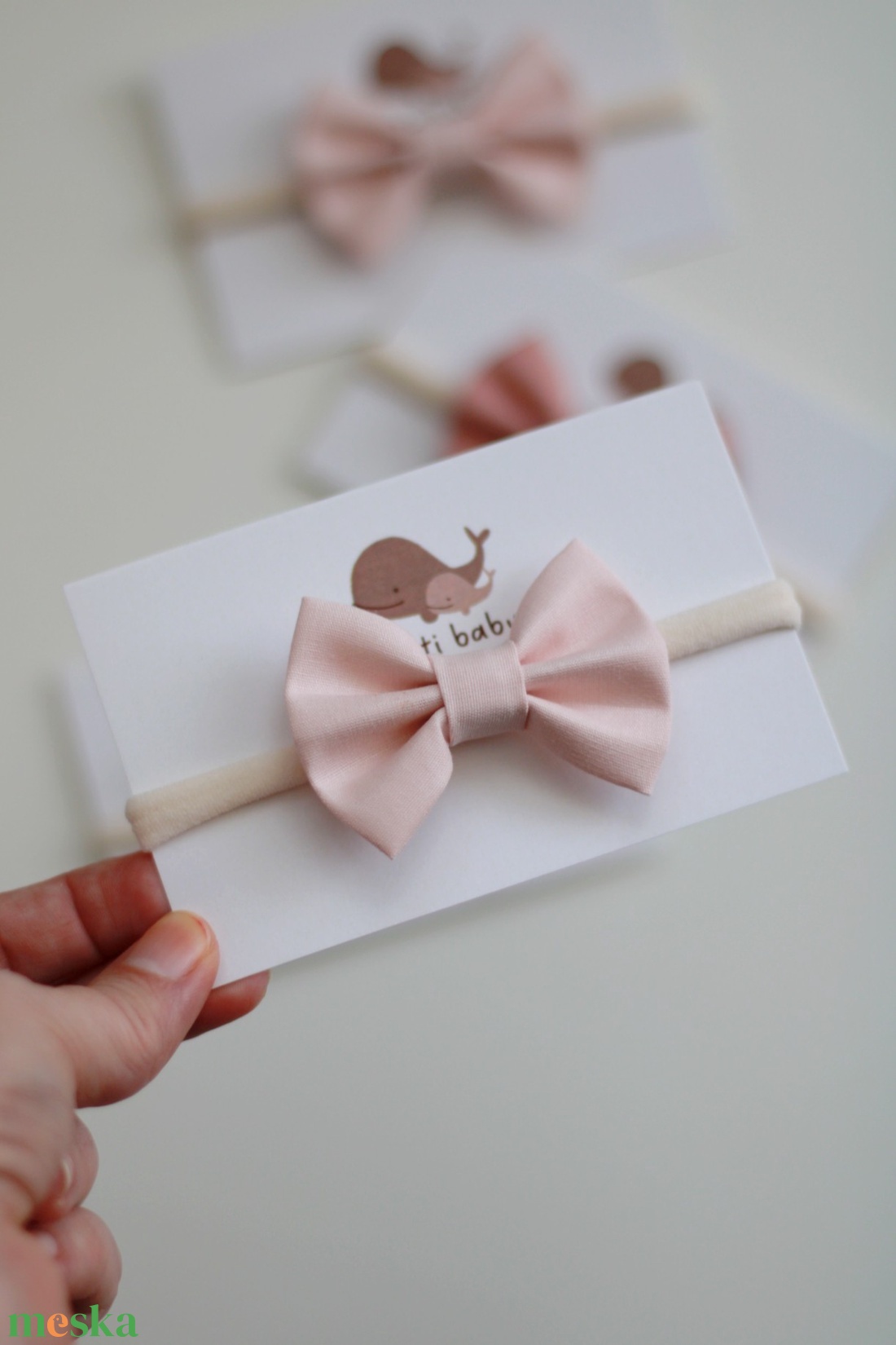 Púder rózsaszín midi masnis elasztikus fejpánt , baba fejpánt, hajpánt - ruha & divat - hajdísz & hajcsat - hajráf & hajpánt - Meska.hu