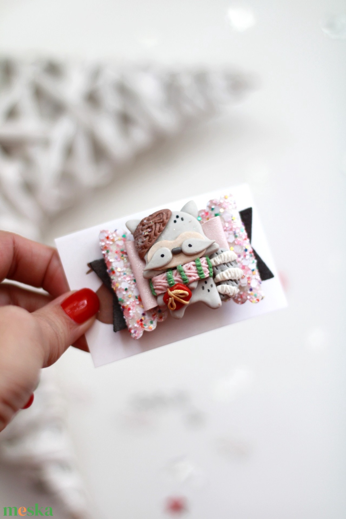 Woodland karácsonyi hajcsat, gyerek hajcsat, hajcsat - ruha & divat - hajdísz & hajcsat - hajcsat & hajtű - Meska.hu