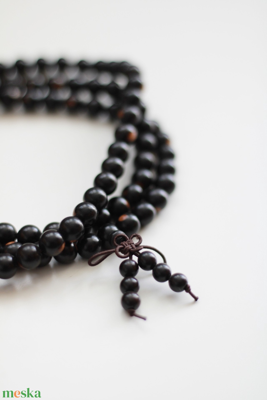 Fekete szantálfa mala, 108 szemes mala, mala nyaklánc - ékszer - nyaklánc - gyöngyös nyaklánc - Meska.hu