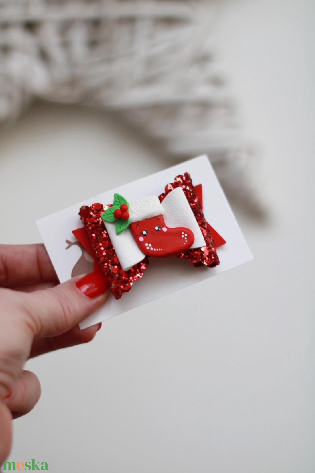 Karácsonyi csizmás hajcsat, gyerek hajcsat, hajcsat - ruha & divat - hajdísz & hajcsat - hajcsat & hajtű - Meska.hu