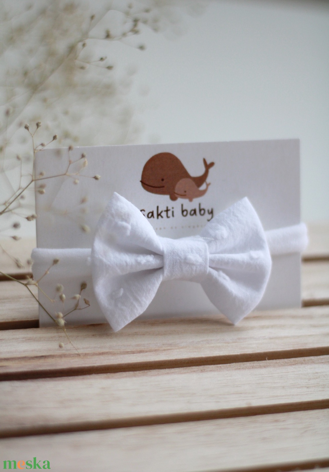 Fehér dotty midi masnis elasztikus fejpánt , baba fejpánt, hajpánt - ruha & divat - hajdísz & hajcsat - hajráf & hajpánt - Meska.hu