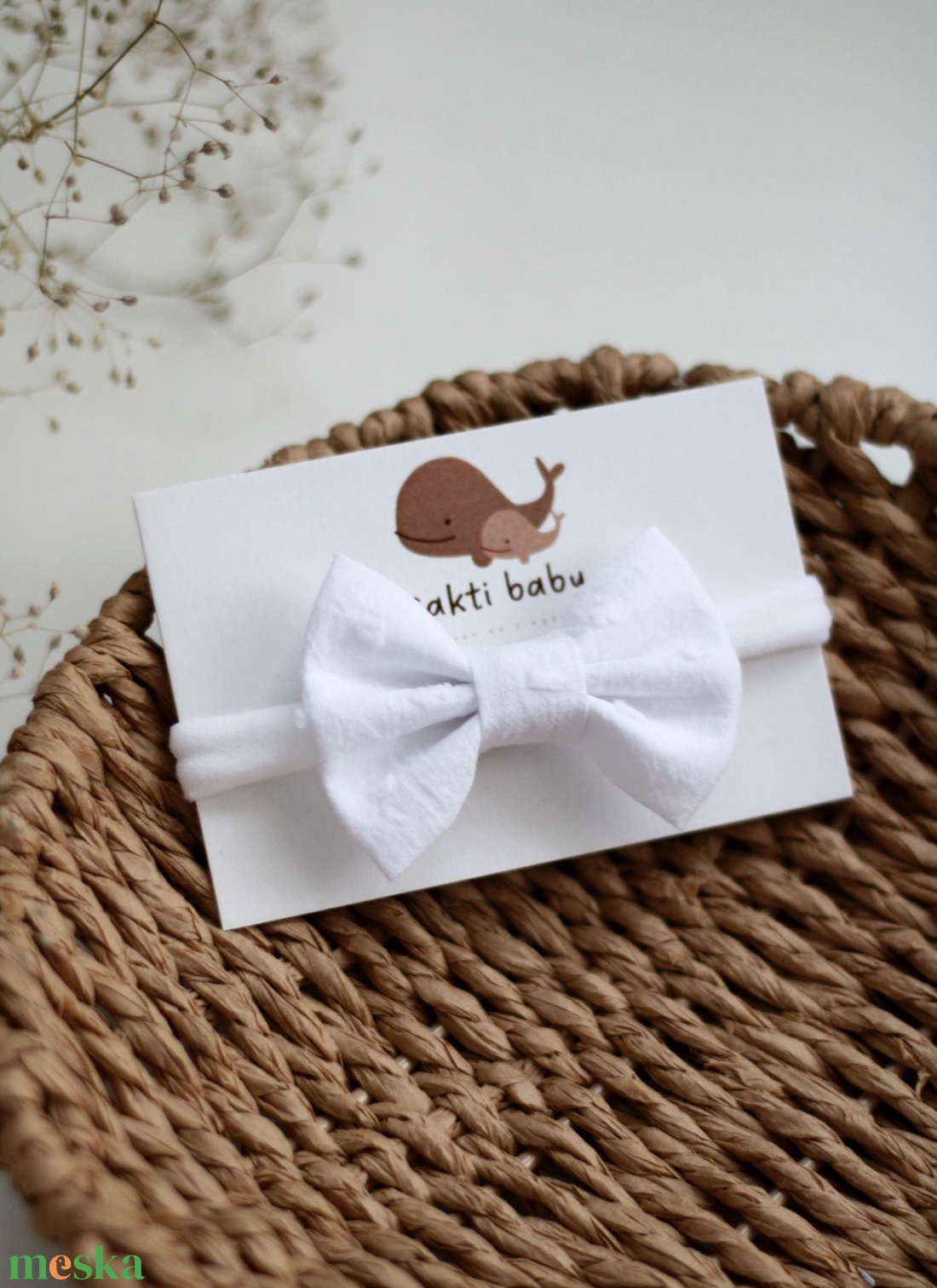 Fehér dotty midi masnis elasztikus fejpánt , baba fejpánt, hajpánt - ruha & divat - hajdísz & hajcsat - hajráf & hajpánt - Meska.hu