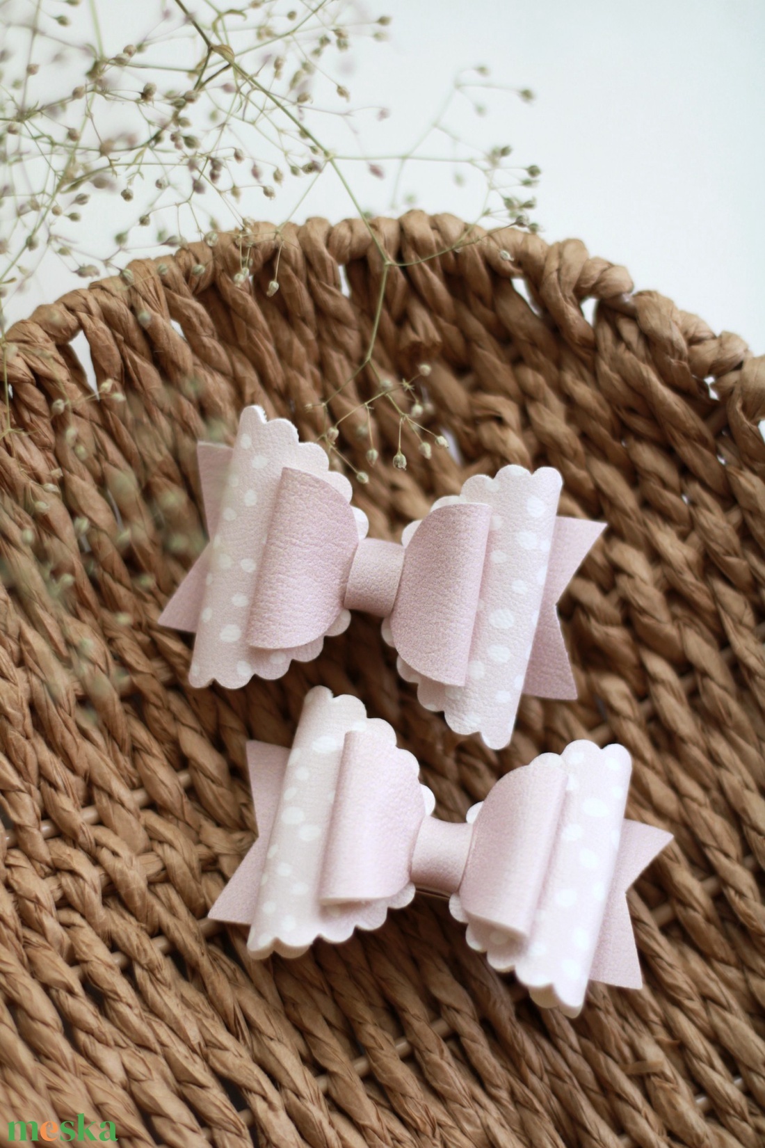 Rózsaszín pöttyös  hajcsat - ruha & divat - hajdísz & hajcsat - hajcsat & hajtű - Meska.hu