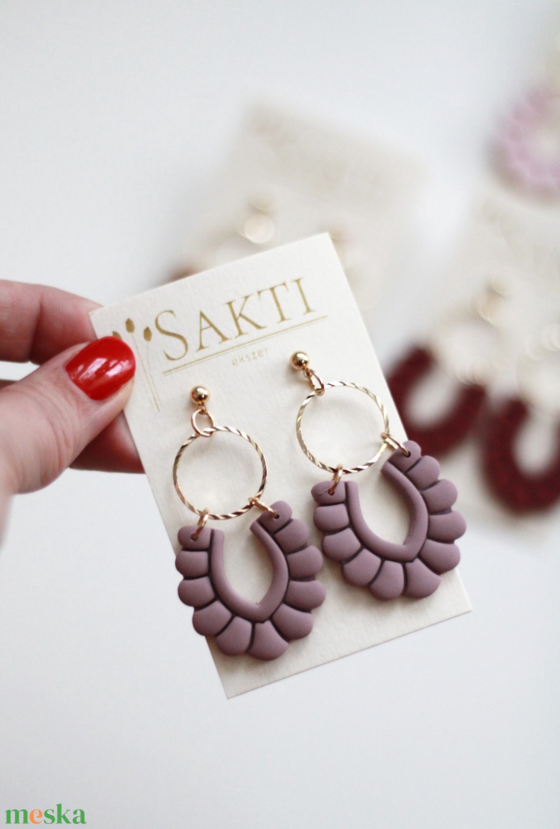 Piszkosmályva függő fülbevaló karikával  - ékszer - fülbevaló - lógó fülbevaló - Meska.hu