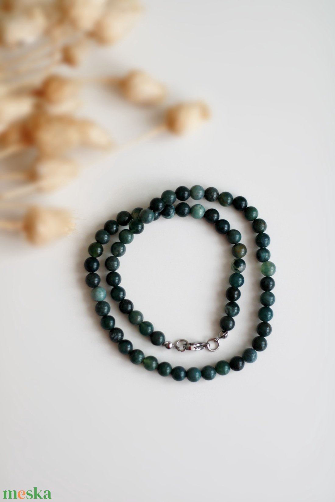 Mohaachát nyaklánc 6mm-es, ásványékszer, nyaklánc - ékszer - nyaklánc - gyöngyös nyaklánc - Meska.hu