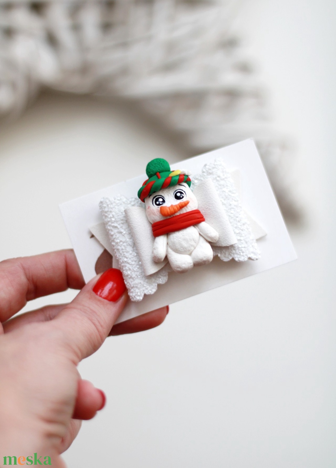 Hóember hajcsat - ruha & divat - hajdísz & hajcsat - hajcsat & hajtű - Meska.hu