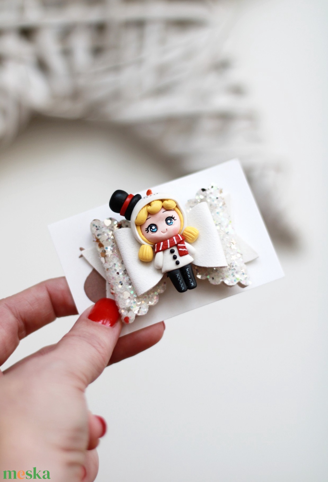 Hóember kislány hajcsat - ruha & divat - hajdísz & hajcsat - hajcsat & hajtű - Meska.hu