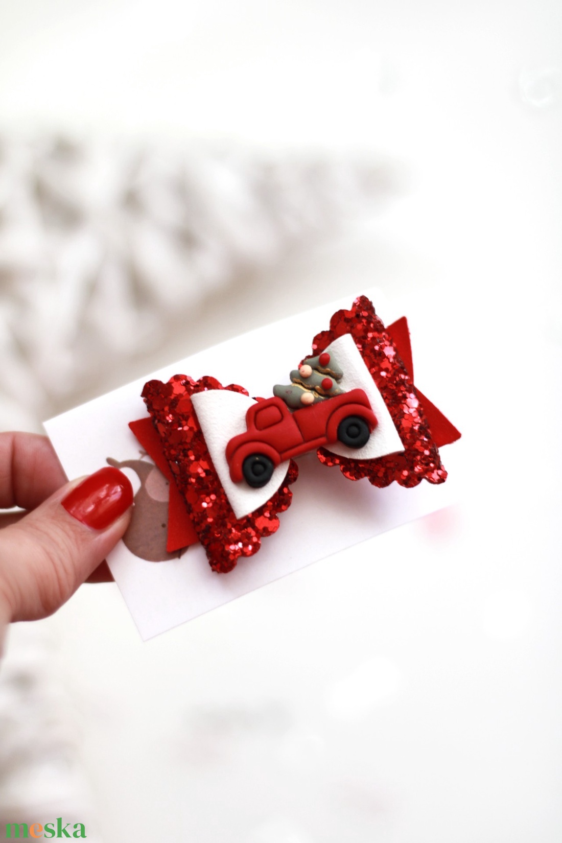 Karácsonyi autós hajcsat - ruha & divat - hajdísz & hajcsat - hajcsat & hajtű - Meska.hu