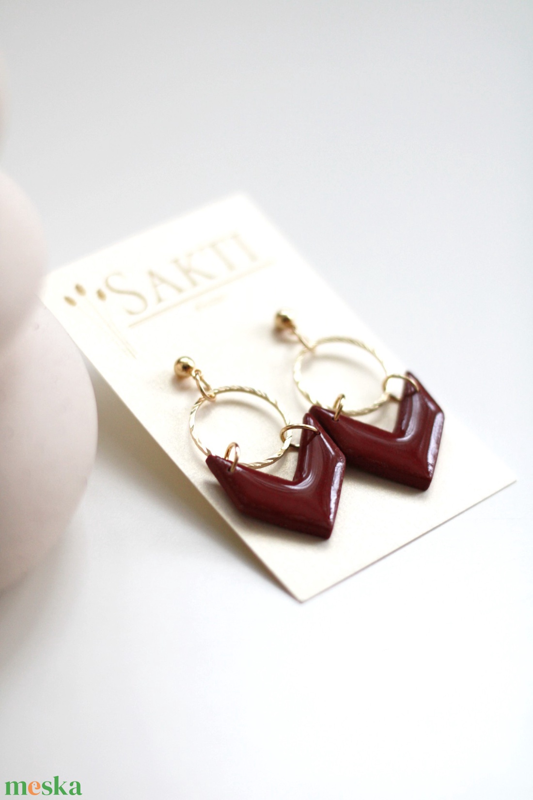 Bordó karikával kombinált függő fülbevaló - ékszer - fülbevaló - lógó fülbevaló - Meska.hu