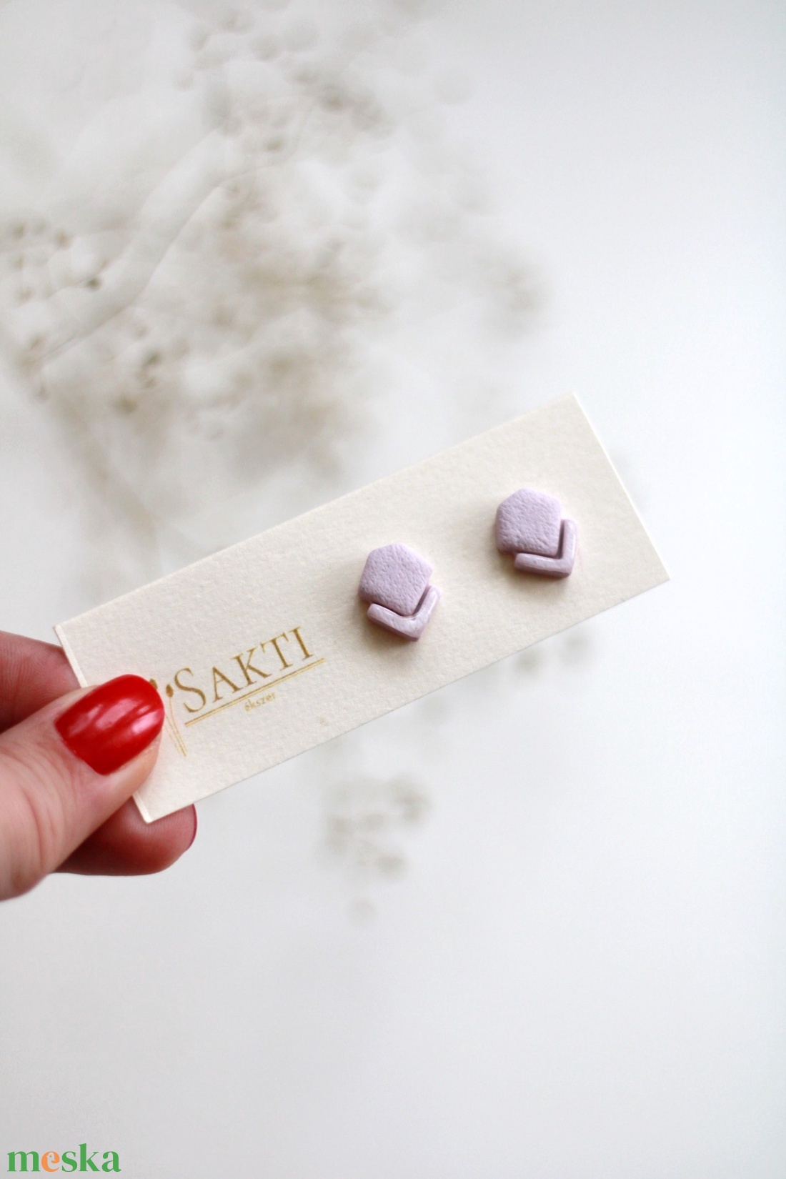 Púder elegáns gomb fülbevaló, gomb fülbevaló - ékszer - fülbevaló - pötty fülbevaló - Meska.hu