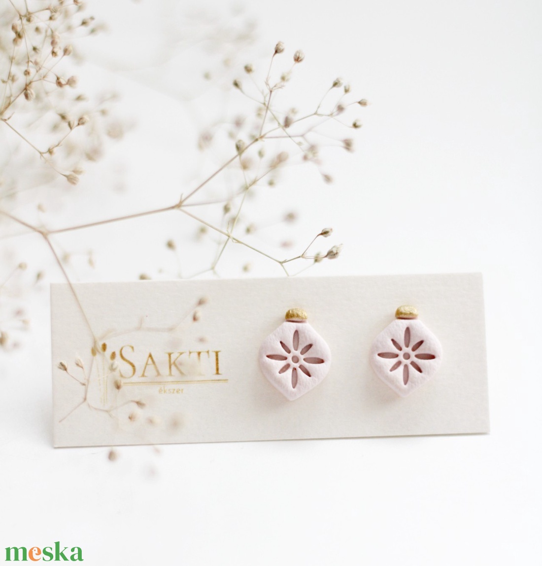 Karácsonyfa dísz gomb fülbevaló - ékszer - fülbevaló - pötty fülbevaló - Meska.hu