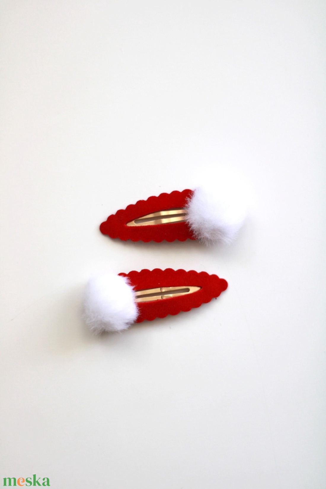 Piros, pompomos csitcsat,  hajcsat szett - ruha & divat - hajdísz & hajcsat - hajcsat & hajtű - Meska.hu