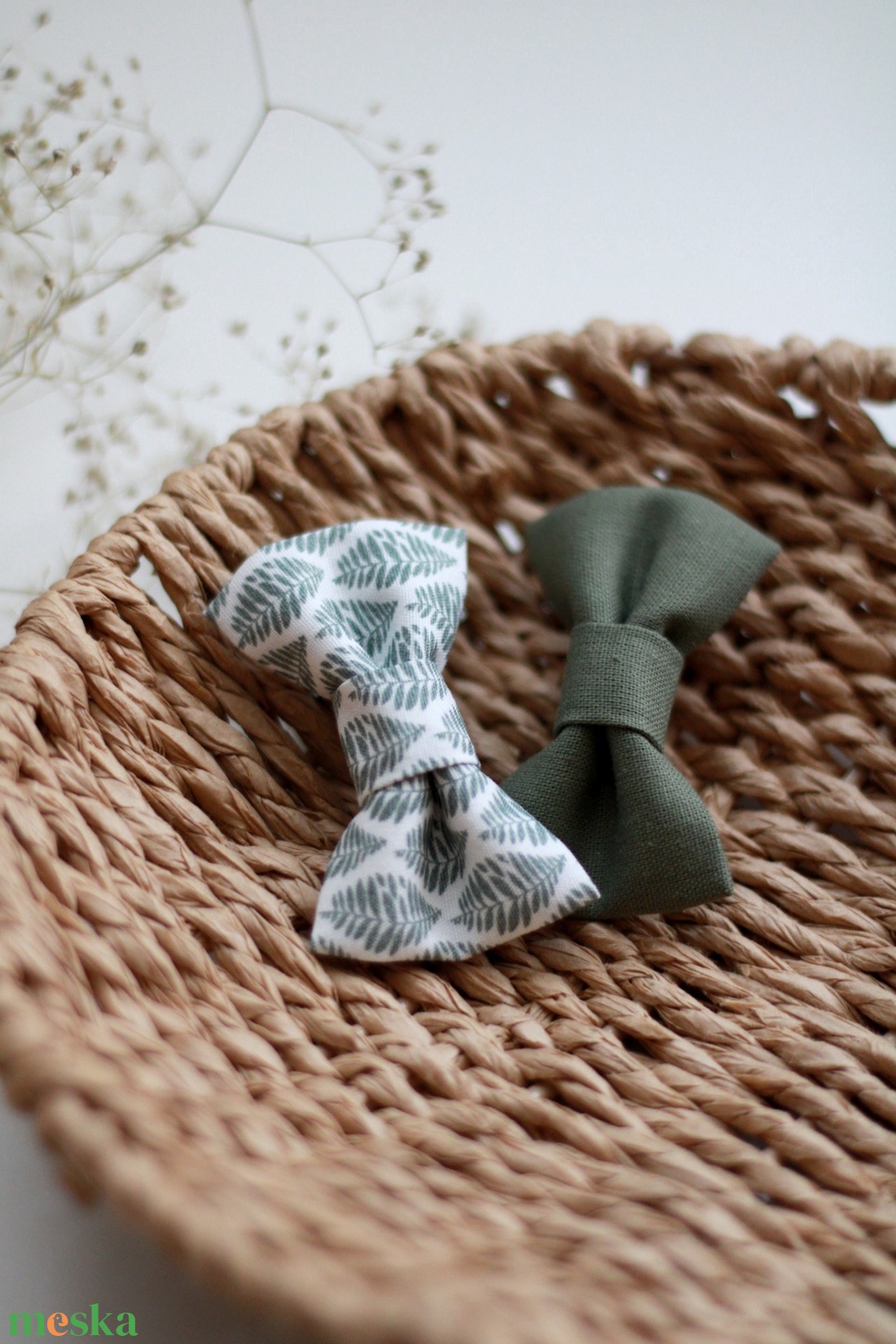 Zöld mintás hajcsat szett - ruha & divat - hajdísz & hajcsat - hajcsat & hajtű - Meska.hu