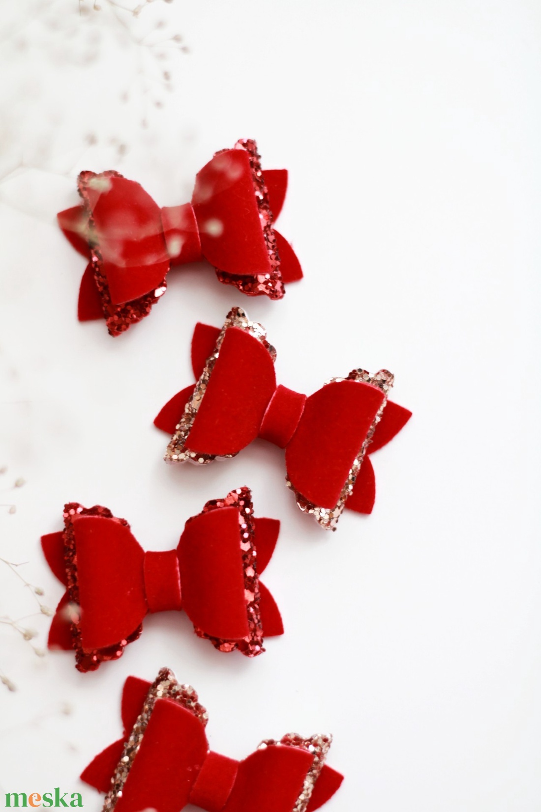 Piros bársony, glitteres hajcsat - ruha & divat - hajdísz & hajcsat - hajcsat & hajtű - Meska.hu