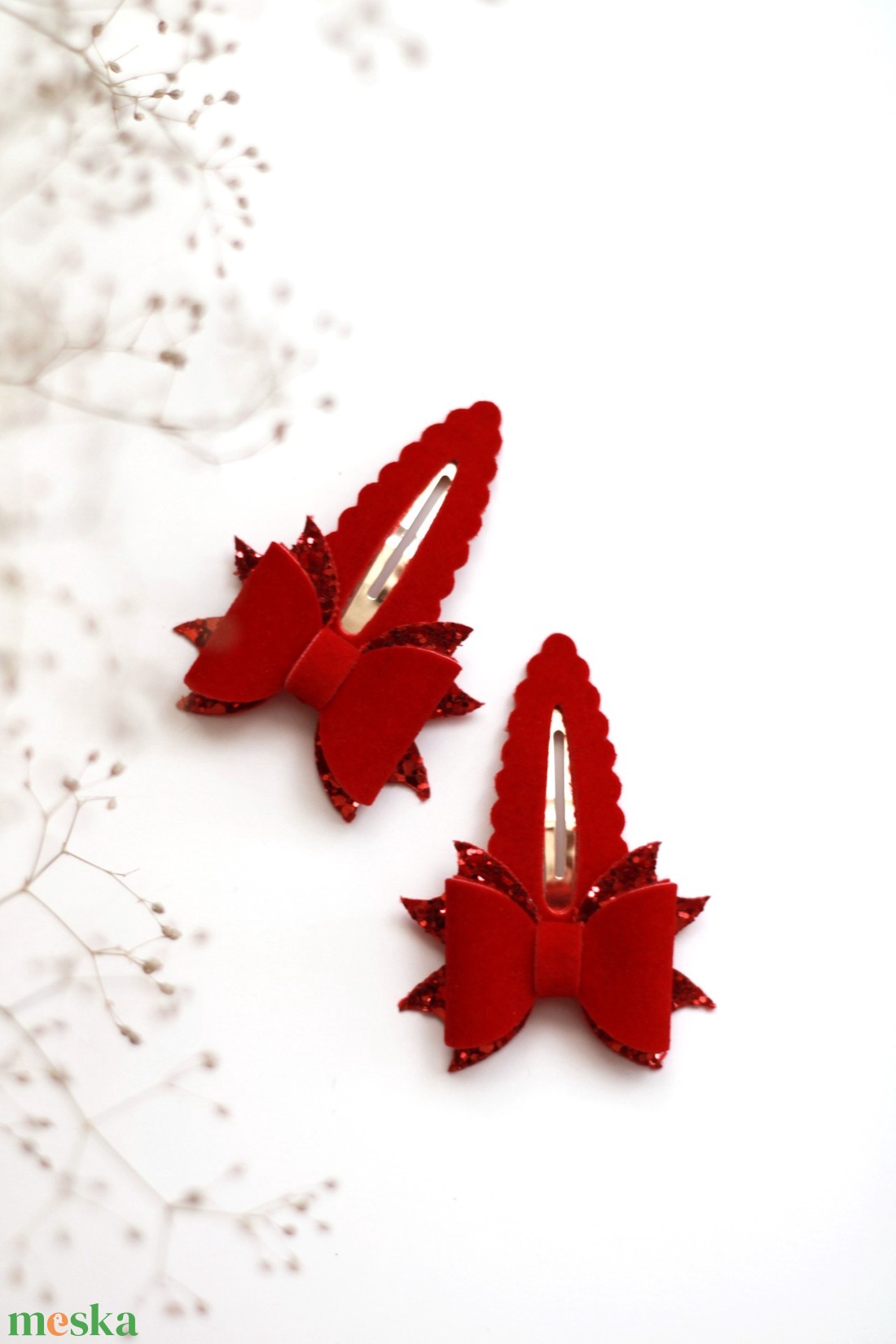 Piros bársony és glitteres szövet csat  - ruha & divat - hajdísz & hajcsat - hajcsat & hajtű - Meska.hu