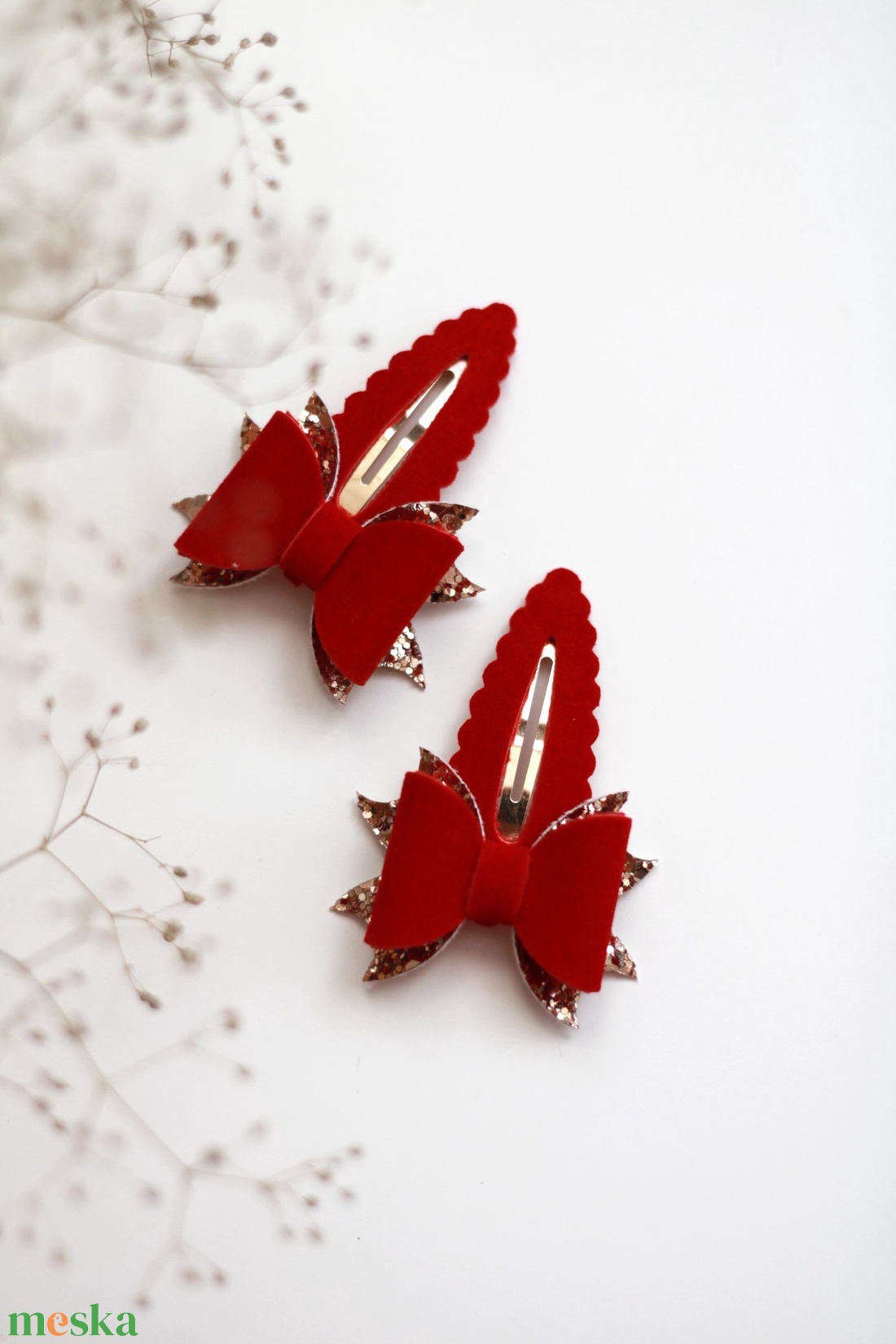 Piros bársony és arany glitteres szövet csat  - ruha & divat - hajdísz & hajcsat - hajcsat & hajtű - Meska.hu