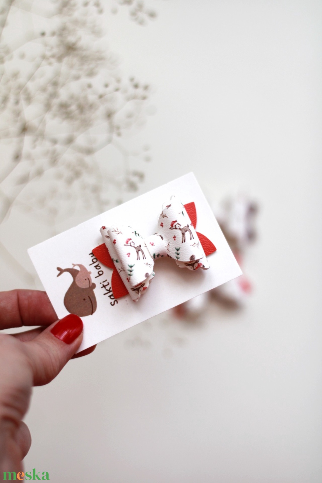 Rénszarvas mintás  hajcsat - ruha & divat - hajdísz & hajcsat - hajcsat & hajtű - Meska.hu