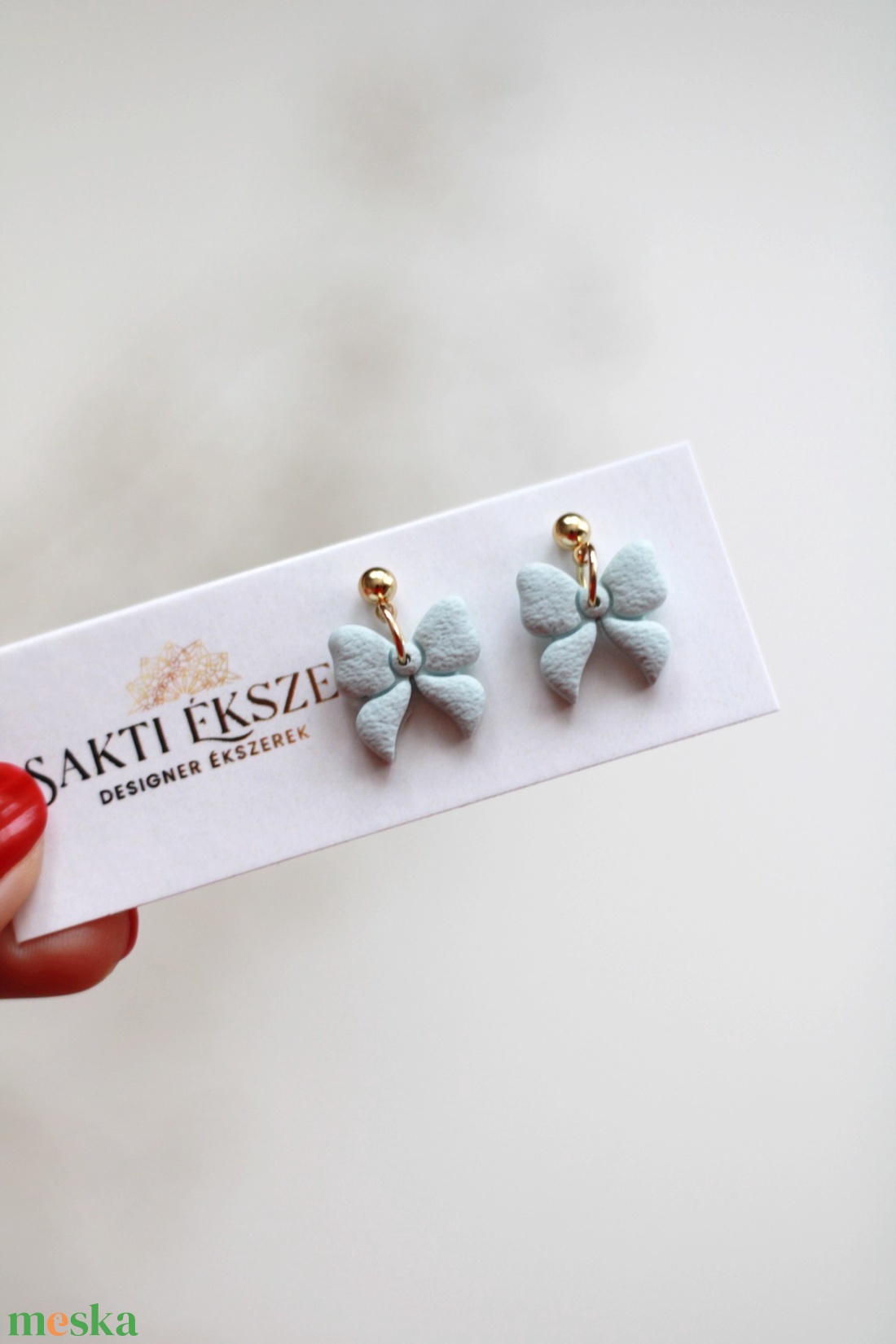 Pici aqva masni fülbevaló - ékszer - fülbevaló - pötty fülbevaló - Meska.hu