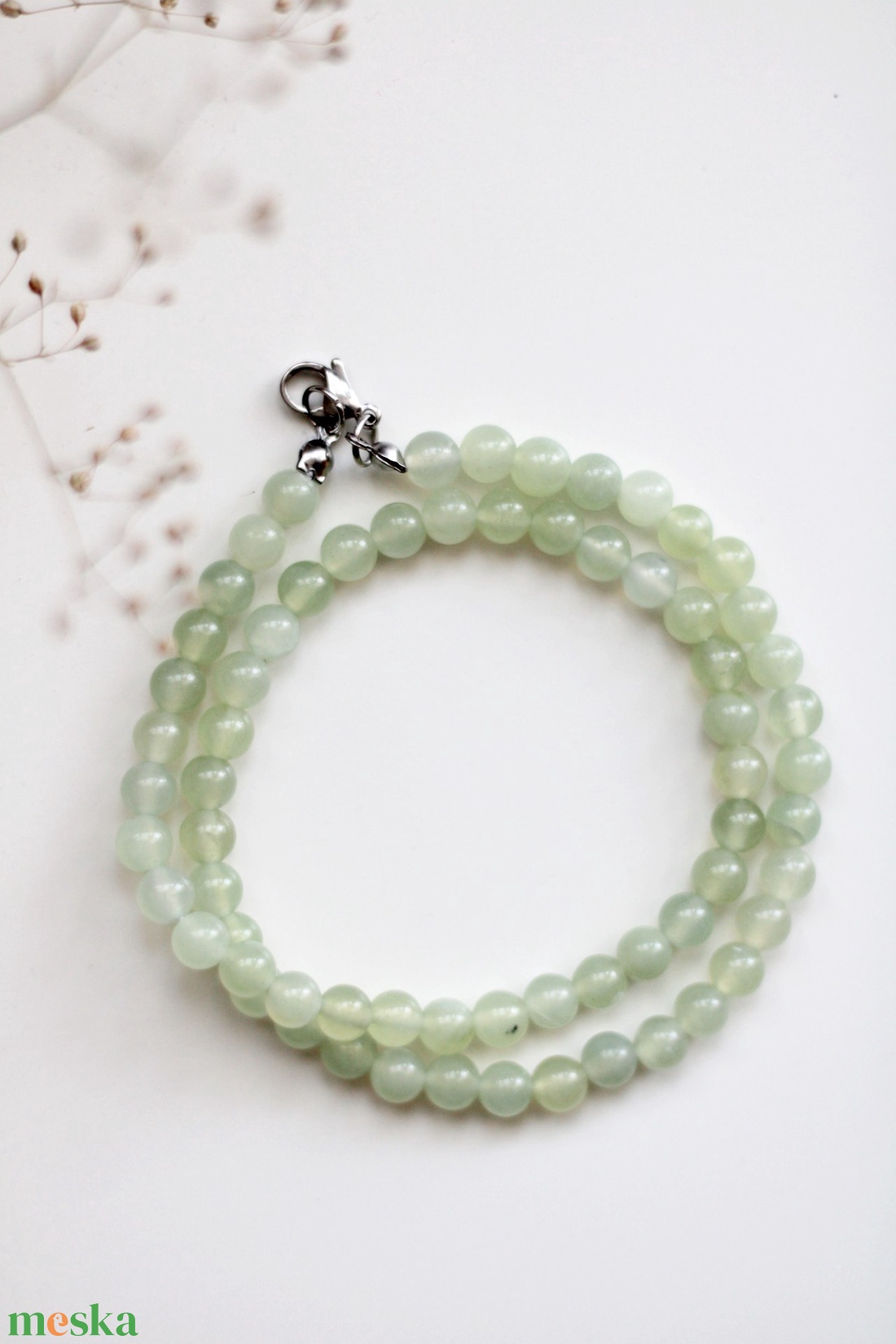 Jade nyaklánc 6mm-es ásványékszer, nyaklánc - ékszer - nyaklánc - gyöngyös nyaklánc - Meska.hu