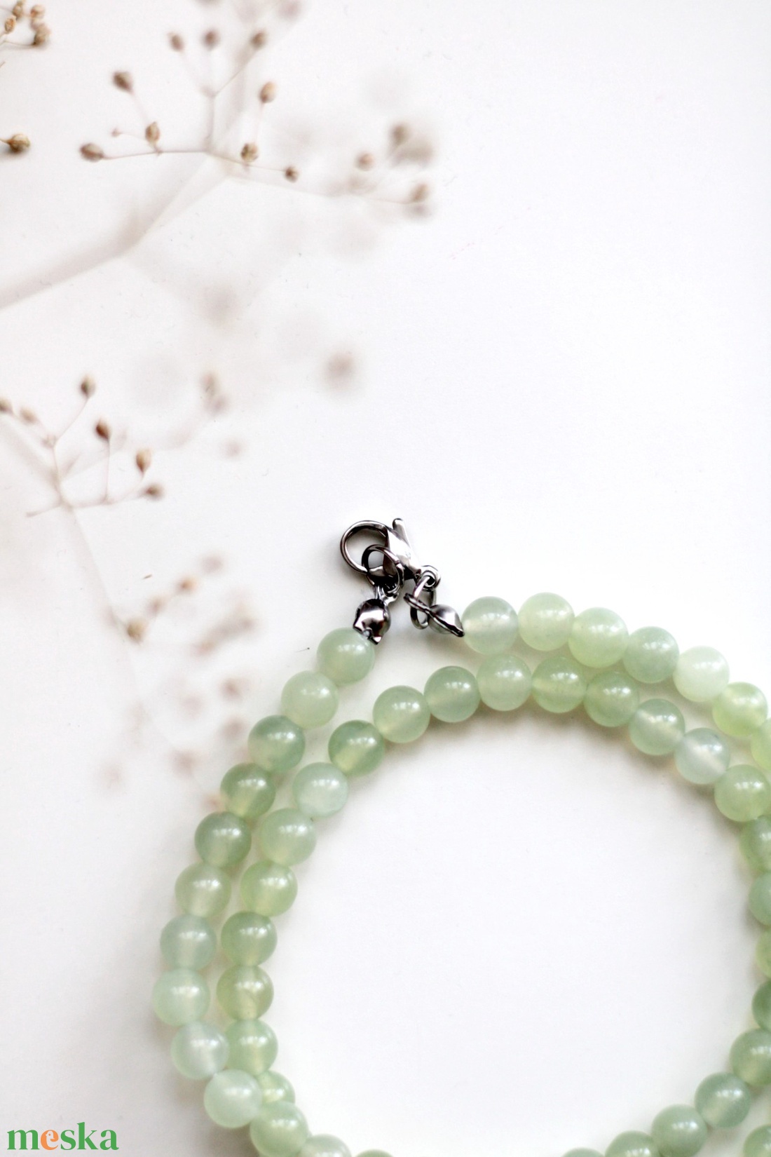 Jade nyaklánc 6mm-es ásványékszer, nyaklánc - ékszer - nyaklánc - gyöngyös nyaklánc - Meska.hu