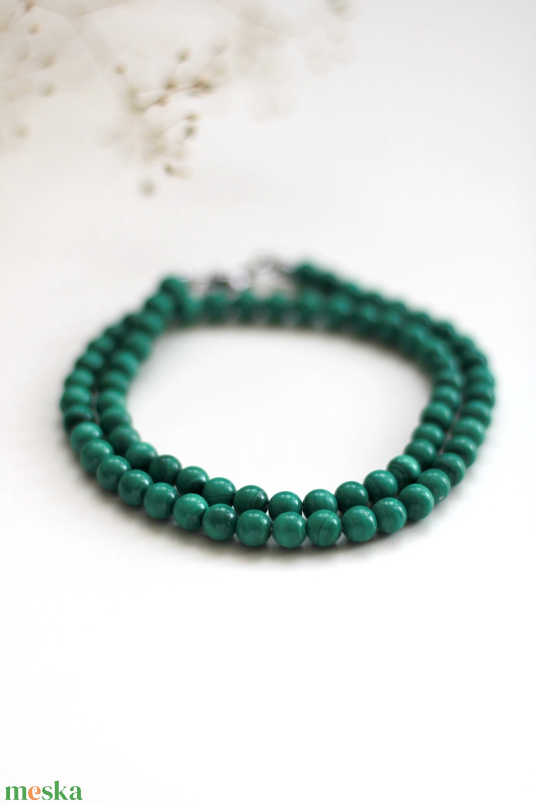 Malachit nyaklánc 6mm-es ásványékszer, nyaklánc - ékszer - nyaklánc - gyöngyös nyaklánc - Meska.hu