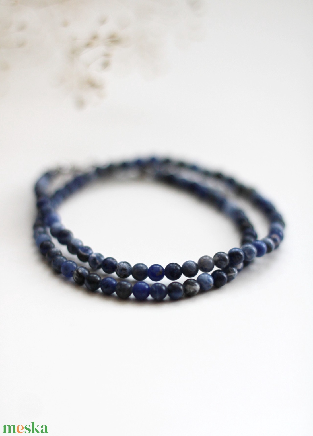 Szodalit nyaklánc 4mm-es, ásványékszer - ékszer - nyaklánc - gyöngyös nyaklánc - Meska.hu