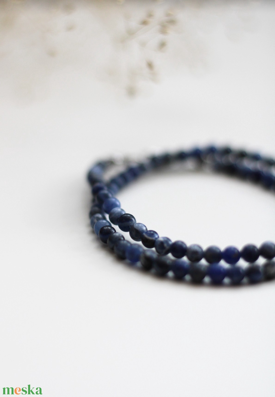 Szodalit nyaklánc 4mm-es, ásványékszer - ékszer - nyaklánc - gyöngyös nyaklánc - Meska.hu