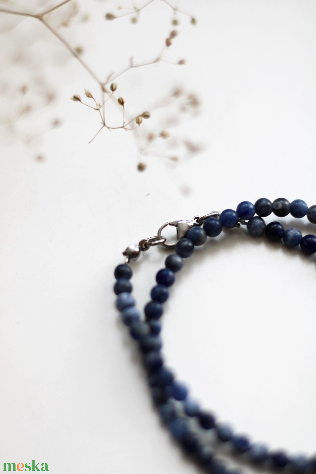 Szodalit nyaklánc 4mm-es, ásványékszer - ékszer - nyaklánc - gyöngyös nyaklánc - Meska.hu