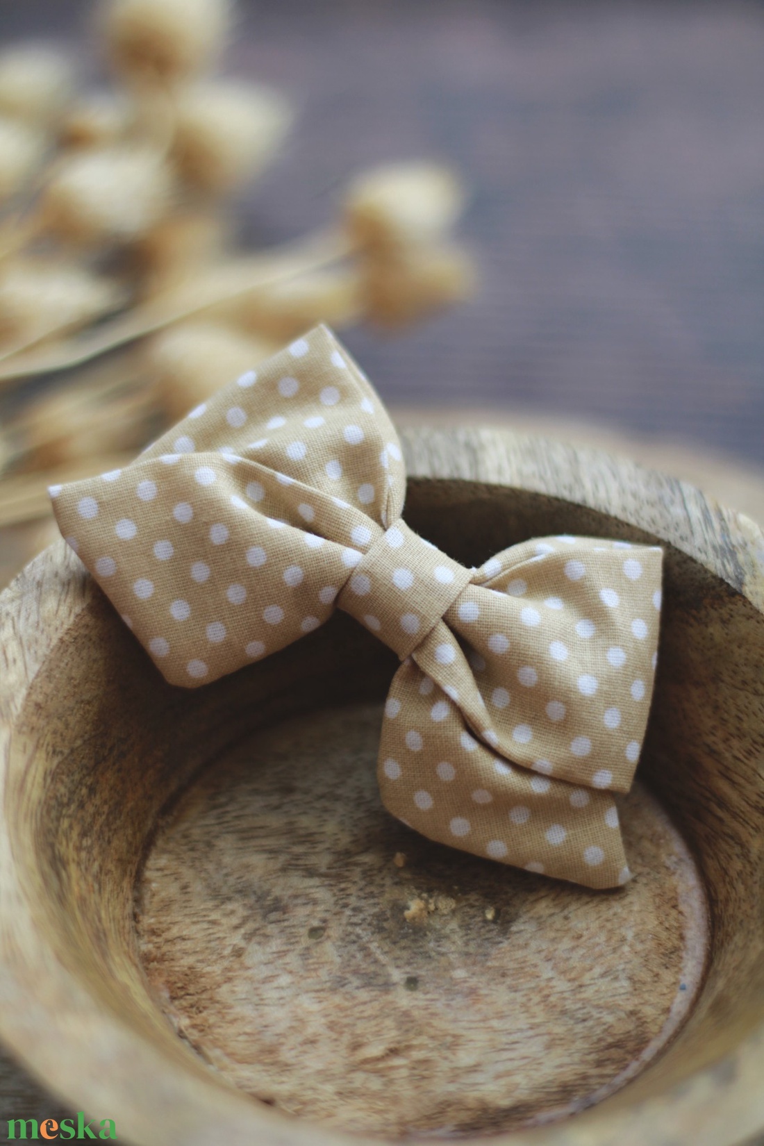 Barna pöttyös nagy hajcsat  - ruha & divat - hajdísz & hajcsat - hajcsat & hajtű - Meska.hu