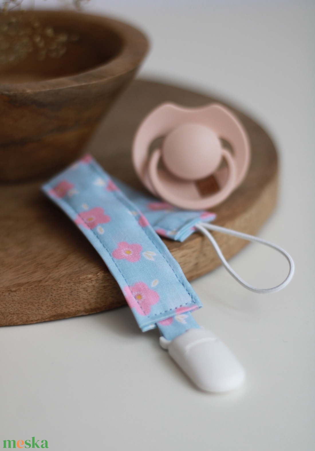 Kék virágos  cumilánc - baba - mama - baba játékok - cumilánc - Meska.hu