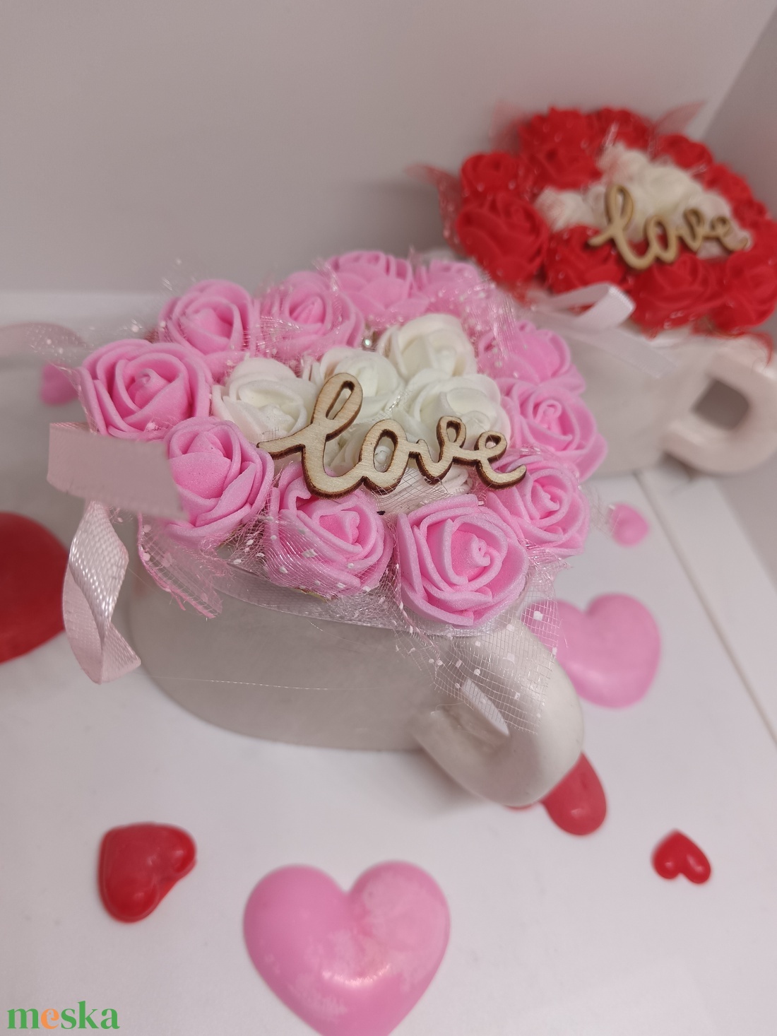 Bögrés rózsa box - otthon & életmód - virágdekoráció - virágok - virágbox - Meska.hu