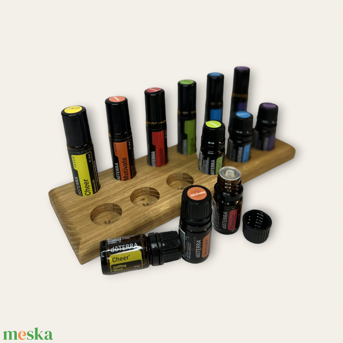 Tölgyfából készült esszenciális illóolajtartó 6db 5ml és 6db doTERRA Roll-on tárolására - otthon & életmód - dekoráció - dísztárgy - Meska.hu