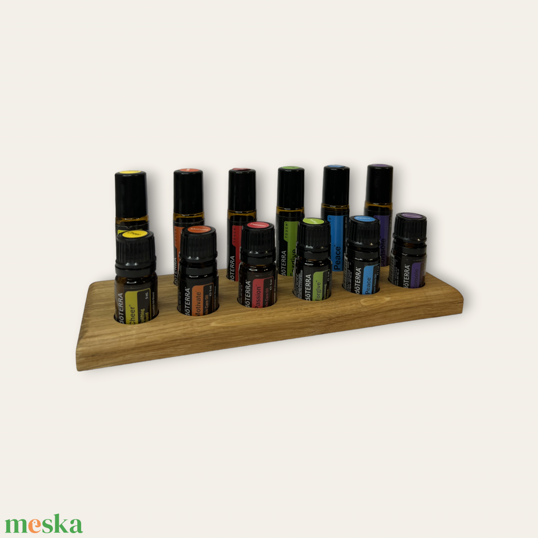 Tölgyfából készült esszenciális illóolajtartó 6db 5ml és 6db doTERRA Roll-on tárolására - otthon & életmód - dekoráció - dísztárgy - Meska.hu