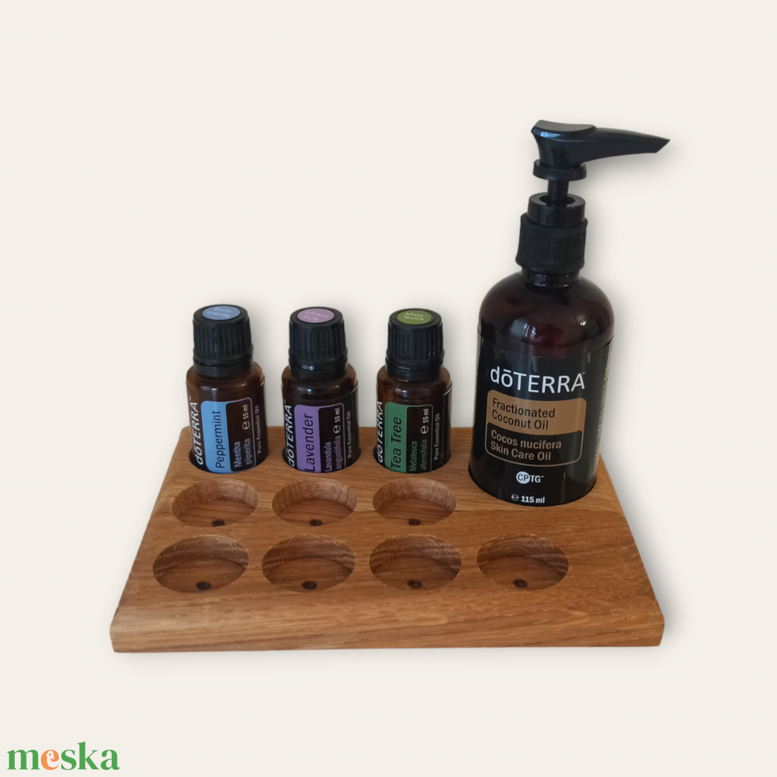 doTERRA 15ml és frakcionált kókuszolaj tároló tölgyfából - otthon & életmód - dekoráció - dísztárgy - Meska.hu
