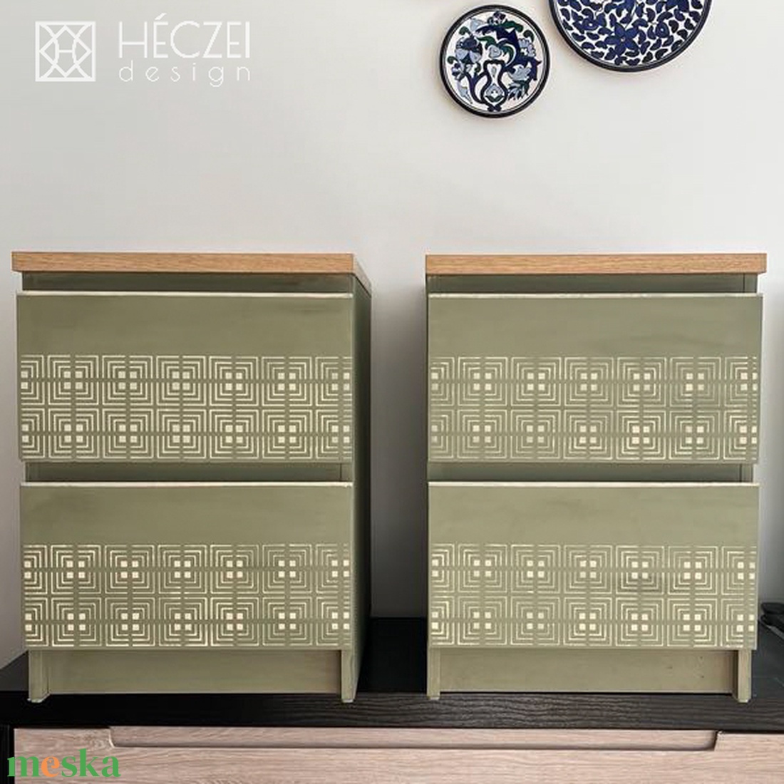 Egyedi stílusban felújított IKEA Malm éjjeliszekrények - otthon & életmód - bútor - komód - Meska.hu