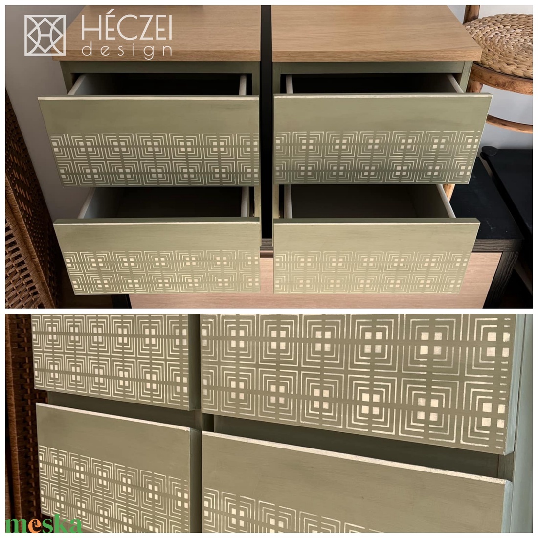 Egyedi stílusban felújított IKEA Malm éjjeliszekrények - otthon & életmód - bútor - komód - Meska.hu